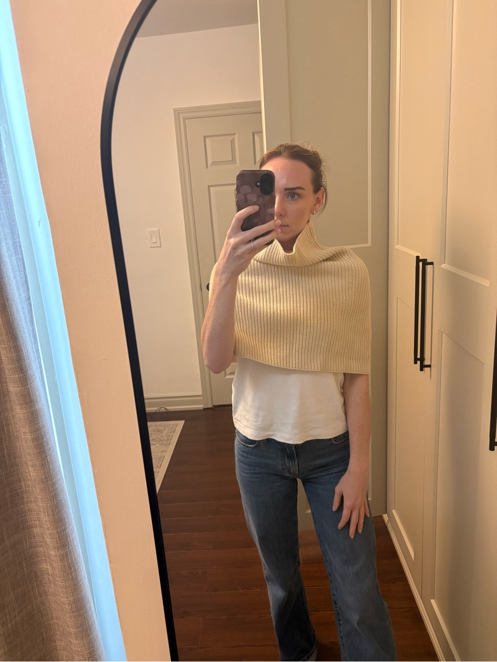 Cream Ribbed Knit Shoulder Capelet - Picture 2 of 4